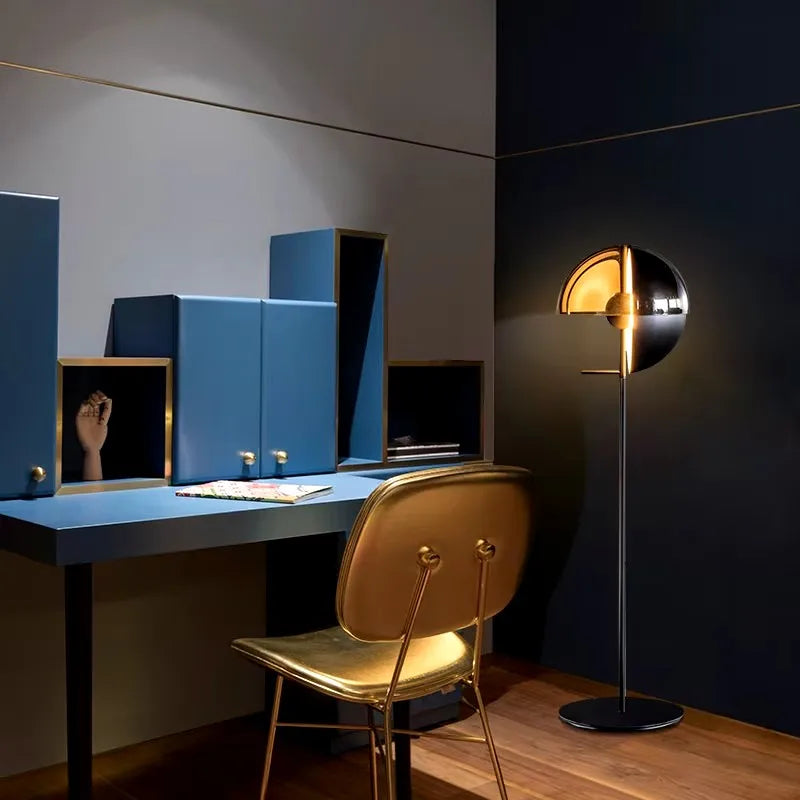 Solis postmodern LED floor lamp with Nordic design, crafted from iron and glass. Warm 3000K illumination, energy-efficient LED chip, perfect for modern bedrooms, living rooms, and home décor.
