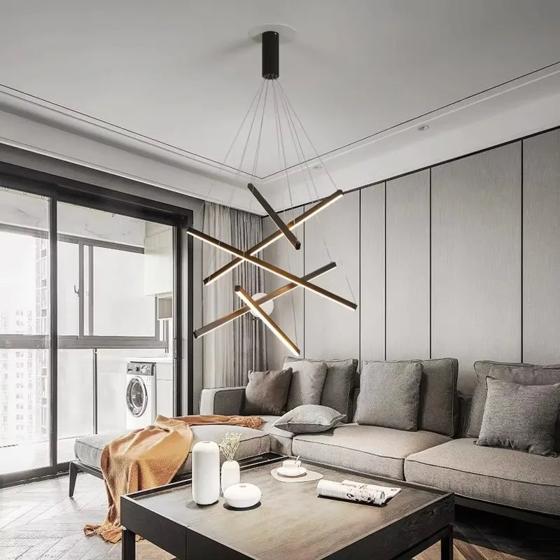 Tronix Modern Nordic LED Chandelier – sleek hanging light with iron, aluminum, and silicone body, energy-efficient LED chip, perfect for staircases, living rooms, dining areas, bedrooms, lobbies, and restaurants.