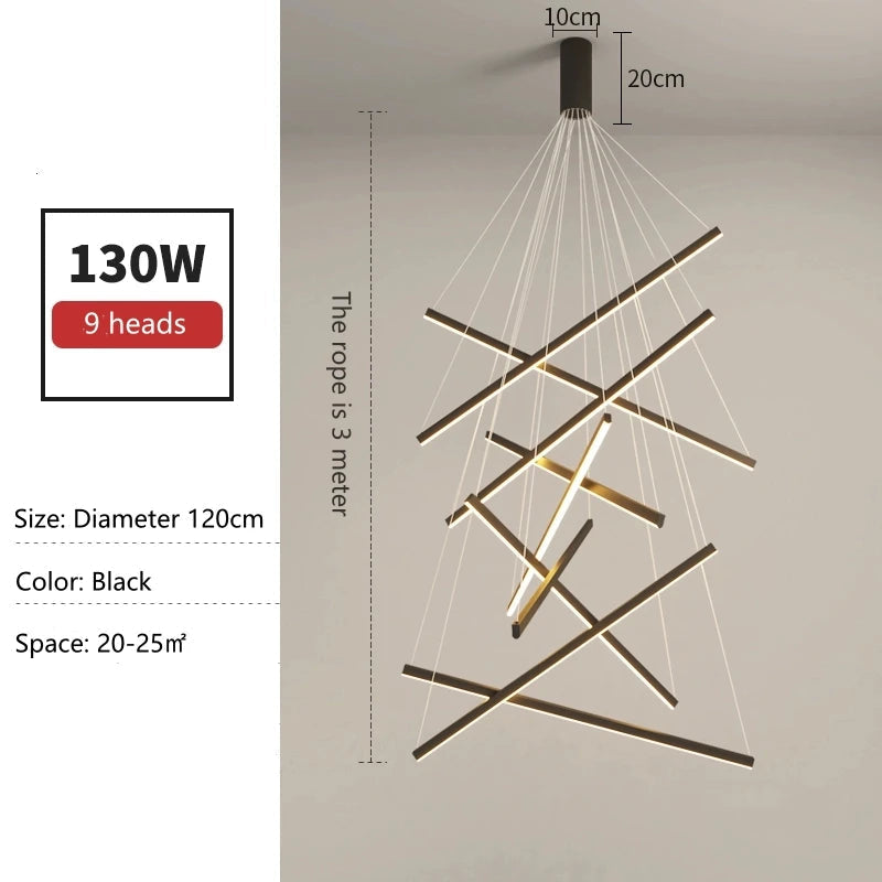 Tronix Modern Nordic LED Chandelier – sleek hanging light with iron, aluminum, and silicone body, energy-efficient LED chip, perfect for staircases, living rooms, dining areas, bedrooms, lobbies, and restaurants.