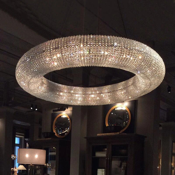 Ethereal Crystal Living Room Chandelier in silver and gold, featuring K9 crystal and metal. A modern and elegant design that enhances any space with stylish sophistication and a warm ambiance. Perfect for living rooms, hotels, and weddings.