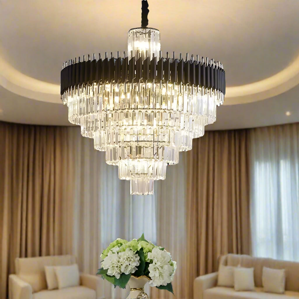 New Peri Modern Crystal Chandelier with K9 Crystal and High-Quality Metal Frame, Featuring E14 LED Bulbs for Energy-Efficient Lighting in Luxury Interior Design